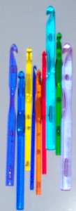 photo of my colourful crochet hooks